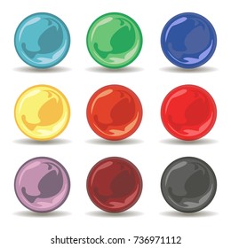 Set of nature colored pearl. Soap bubble, circle, sphere, ball, glossy - vector