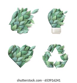 Set of nature concept icons. Vector illustration for ecology, environment, recycling, renewable energy, green technology, natural products.