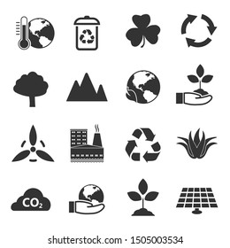 Set of nature and eco icons in simple design. Vector illustration