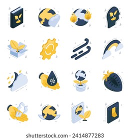 Set of Nature and Eco Isometric Icons

