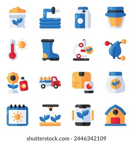 Set of Nature and Ecology Flat Icons


