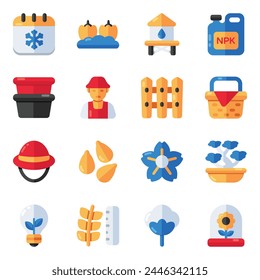 Set of Nature and Ecology Flat Icons

