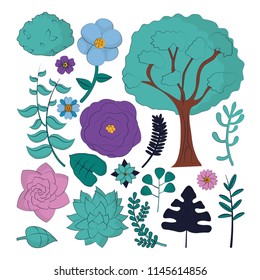 Set of nature elements
