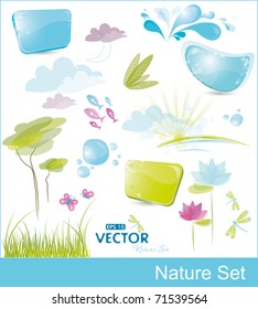 Set of nature elements, eps-10