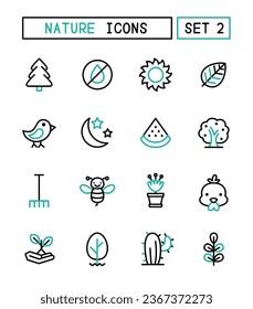 Conjunto De Iconos Naturales Y Ambientales