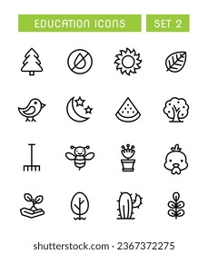 Set aus Natur- und Umweltsymbolen