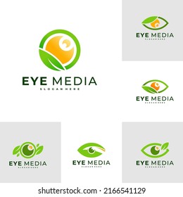 Set of Nature Eye logo design vector template, Eye logo concepts illustration.