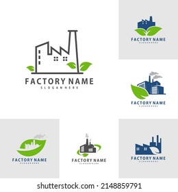 Conjunto de diseño de logotipo de la fábrica de la naturaleza vector, diseño de logotipo de fábrica creativa Plantilla Ilustración