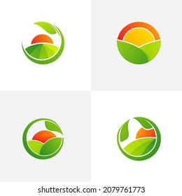 Set of Nature Farm logo design vector template. Farm logo concept
