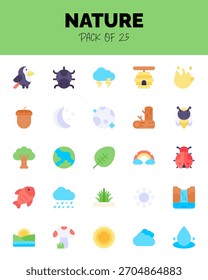 set of Nature flat icons for logo and web. Vector illustration 