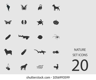 Set of nature flat icons. Simple vector illustration