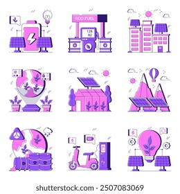 Set of Nature Flat Illustrations

