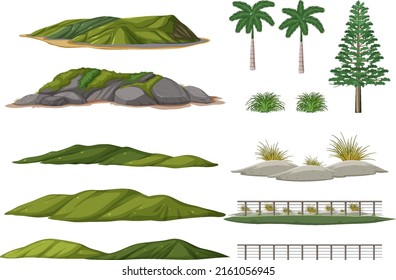 Set of nature forest elements illustration