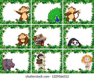 Set of nature frame illustration