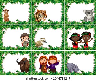 Set of nature frame illustration