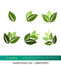 Set Nature Green Leaf Icon Vector Logo Template Illustration Design EPS 10.