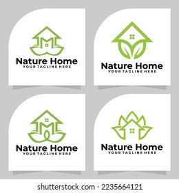 set of nature home logo vector design template