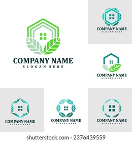 Set of Nature House Logo Design Vektor. Vorlage für Creative House-Logos