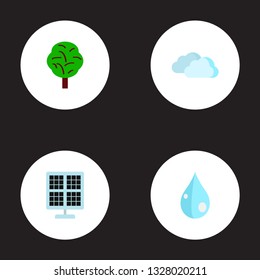 Set of nature icons flat style symbols with cloud, tree, drop and other icons for your web mobile app logo design.