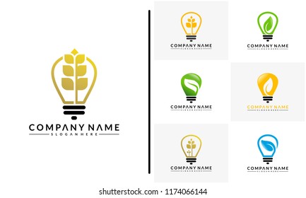 Set of Nature Idea logo template, Green Inspiration logo designs vector, Wheat Idea logo template
