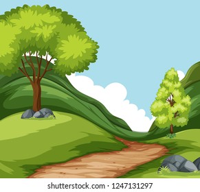 Set of nature landscape illustration
