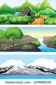 Set of nature landscape illustration