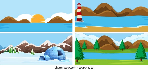 Set von Naturlandschaftsgrafik