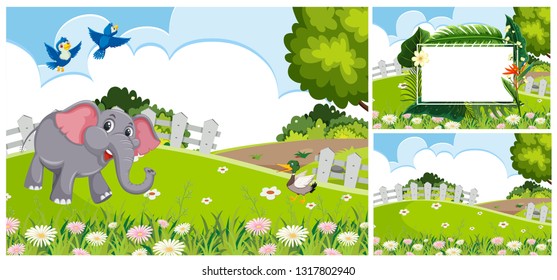 Set of nature landscape illustration