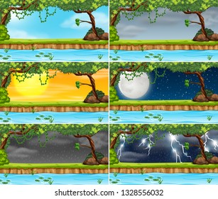 Set of nature landscape illustration