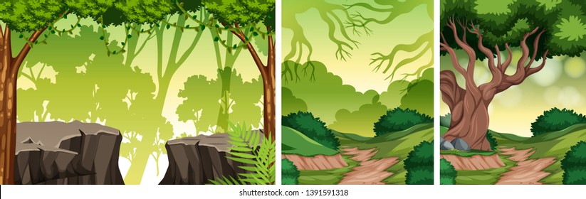 Set of nature landscape illustration