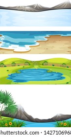 Set of nature landscape illustration