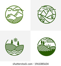 Set of Nature Landscape logo design vector illustration, Creative Nature Landscape logo design concept template, symbols icons