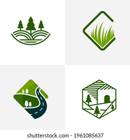 Set of Nature Landscape logo design vector illustration, Creative Nature Landscape logo design concept template, symbols icons