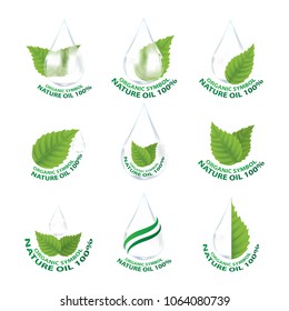 Set of nature leaf , droplet label vector illustration