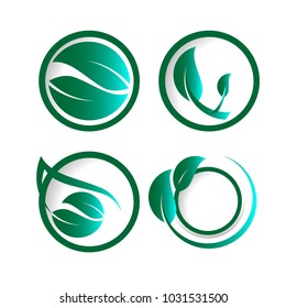 set nature leaf icon for environment logo
