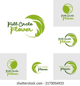 Set of Nature Leaf Logo Design Template. Circle Leaf logo concept vector. Creative Icon Symbol