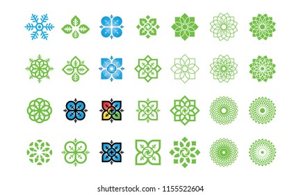 Set of nature leaf logo, environment logo , ecology logo template designs, Lotus Wellness Logo Design Template Element