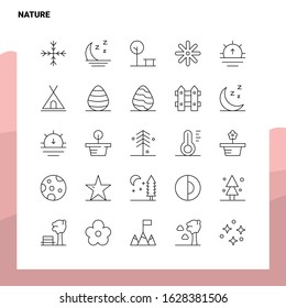 Set of Nature Line Icon set 25 Icons. Vector Minimalism Style Design Black Icons Set. Linear pictogram pack.