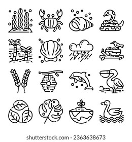 Juego de vectores de línea de naturaleza