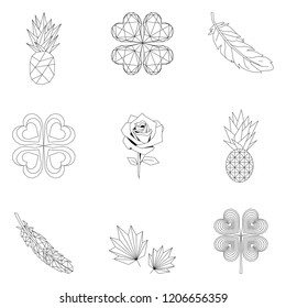 Set of nature linear illustration