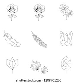 Set of nature linear illustration