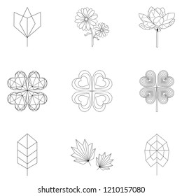 Set of nature linear illustration