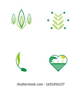 set nature logo design for Agriculture with the concept of green leaves vector. Green nature logo used for agricultural systems, farmers, and plantation products. logo template.