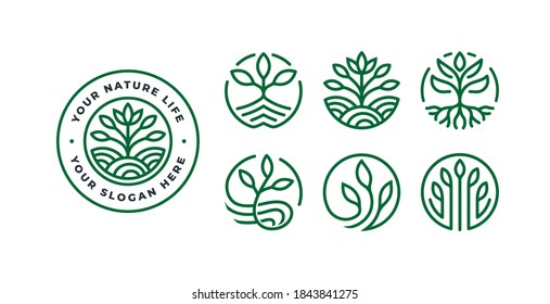 set of nature logo design with badge template