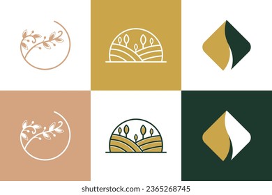 Set of nature logo design element vector with creative concept