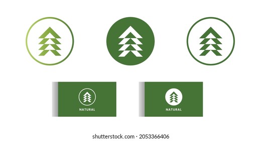 Set of nature logo design. Green flat logo design. Gradation logo template.