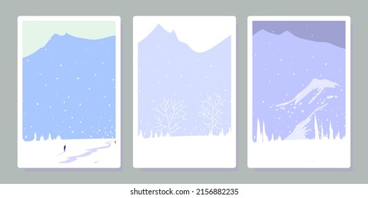 Set of nature mountain landscape view background vector illustration.