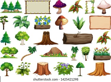 Set of nature object illustration