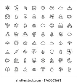 Set of nature related vector line icons. Premium linear symbols pack. Vector illustration isolated on a white background. Web symbols for web sites and mobile app. Trendy design. 