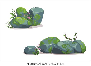 Set of nature rock stones Vector Illustration